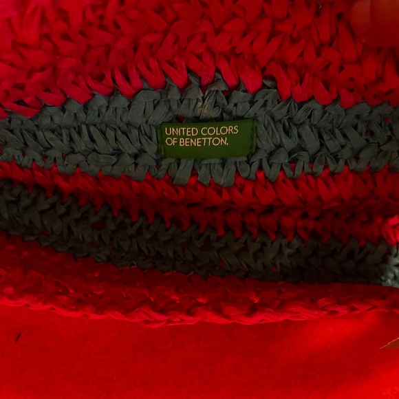 United Colors of Benetton striped colorful large straw tote NWT - Picture 6 of 7